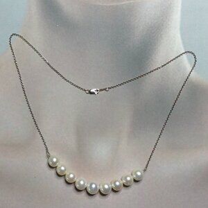 Honora White Cultured Pearls Sterling Silver Necklace